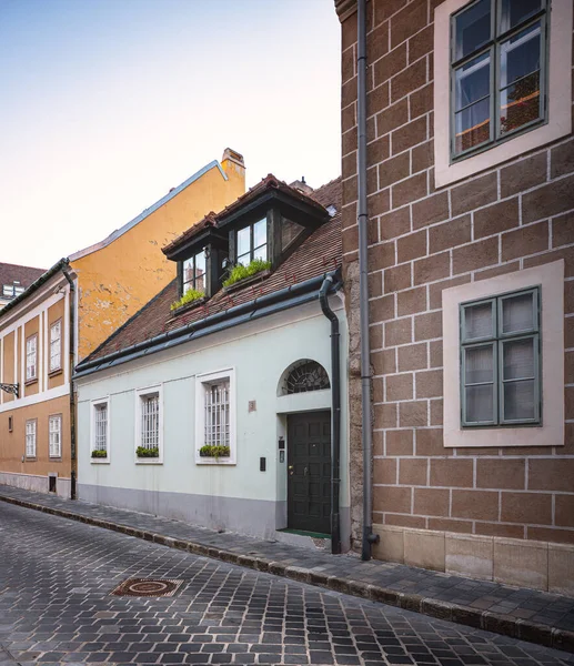 Jolies Maisons Médiévales Dans Vieille Ville Budapest Dans Château — Photo