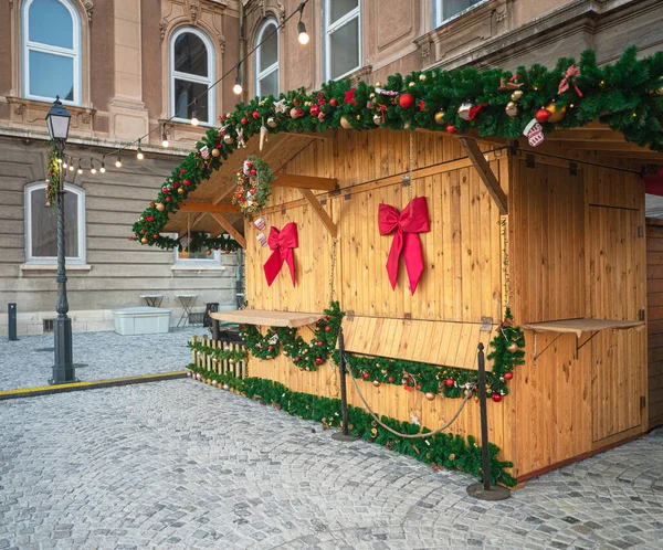 Casa Madeira Uma Feira Natal Budapeste — Fotografia de Stock