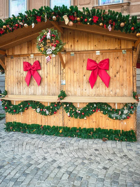 Casa Madeira Uma Feira Natal Budapeste — Fotografia de Stock