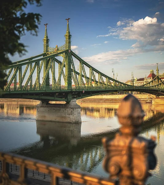 Ikonický Most Budapešť Liberty Bridge Létě — Stock fotografie