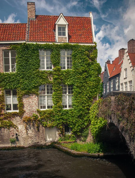 Belles Maisons Dans Vieille Ville Médiévale Bruges Belgique — Photo