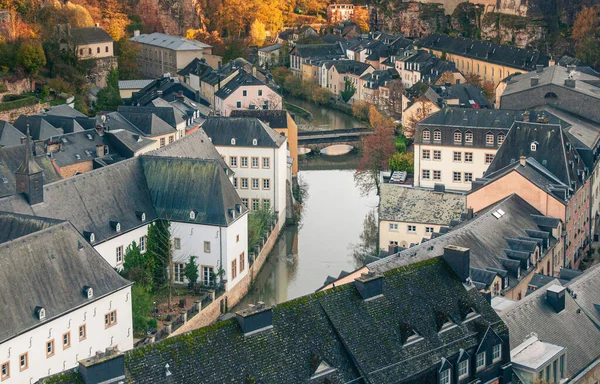 Panoramautsikt Över Luxemburgs Gamla Stad — Stockfoto