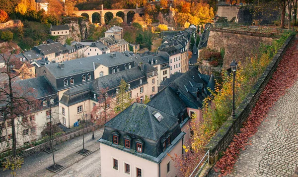 Panoramautsikt Över Luxemburgs Gamla Stad — Stockfoto