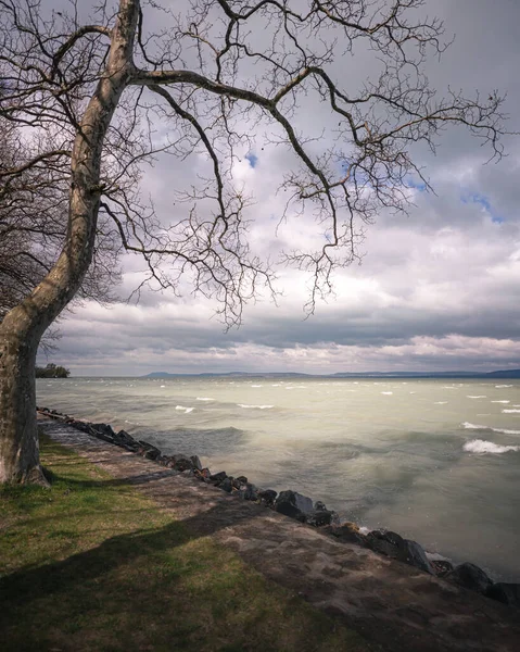 Stormy Lake Balaton Spring — стоковое фото