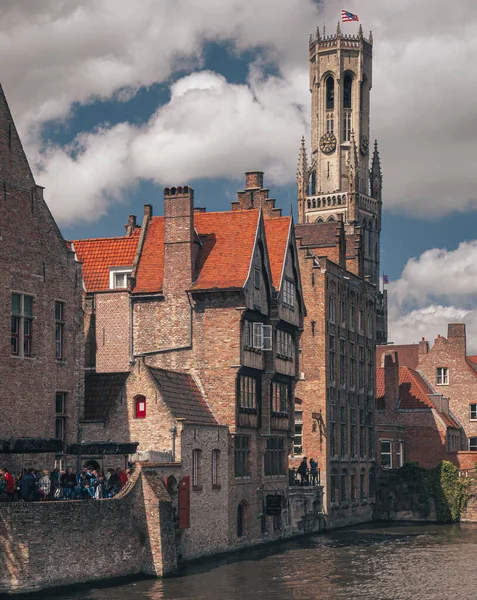 Bruges Belgien April Häuser Entlang Der Kanäle Von Brügge Oder — Stockfoto