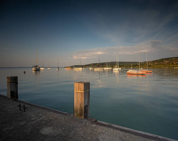 Plachetnice Přístavu Jezera Balaton Maďarsko Létě — Stock fotografie