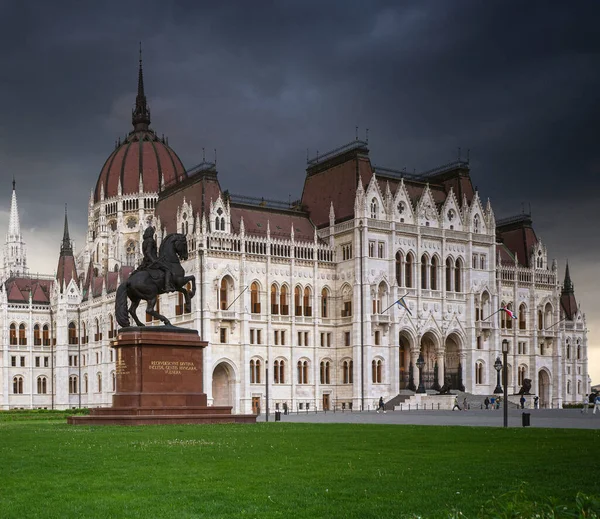 Słynny Węgierski Parlament Placu Kossuth Budapeszt — Zdjęcie stockowe