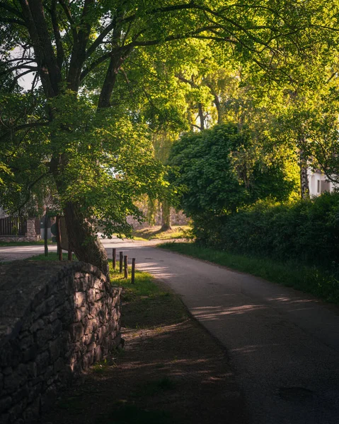 Schöne Straße Mit Steinbrücke Oberen Teil Des Plattensees Vaszoly Ungarn — Stockfoto