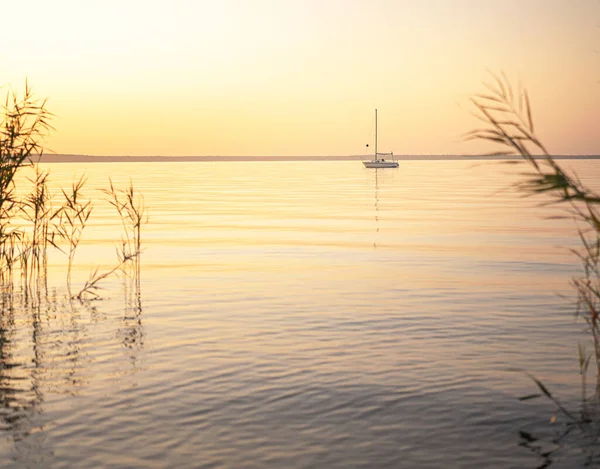 Prachtige Zonsondergang Het Balatonmeer — Stockfoto