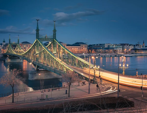 Ikonický Most Budapešť Liberty Bridge Létě — Stock fotografie