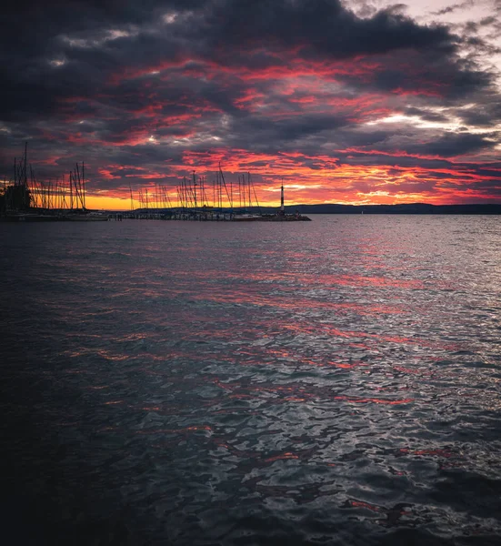 Amazing Sunset Lake Balaton Hungary Summer — Stockfoto