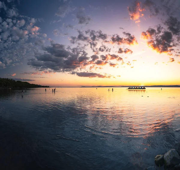 Amazing Sunset Lake Balaton Hungary Summer — Foto Stock