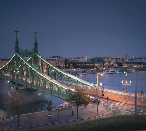 Iconic Bridge Budapest Liberty Bridge Summer Night — Stock fotografie
