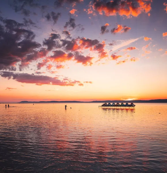 Amazing Sunset Lake Balaton Hungary Summer — Photo