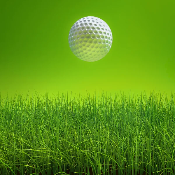 Golf topu üzerinde yeşil çim üzerinde