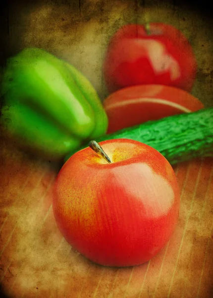 Apple, pepper and cucumber — Stock Photo, Image