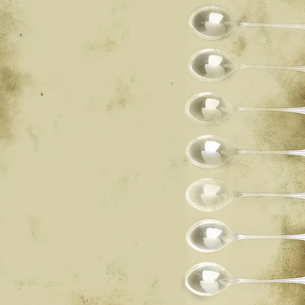 Silver spoons grunge background — Stock Photo, Image