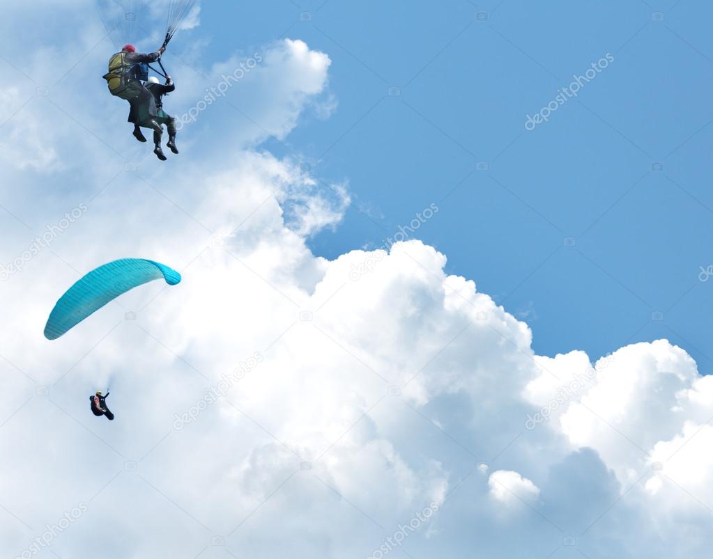 Paragliders in the sky