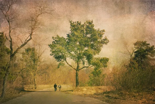 Achtergrond van het papier met landschap boom — Stockfoto