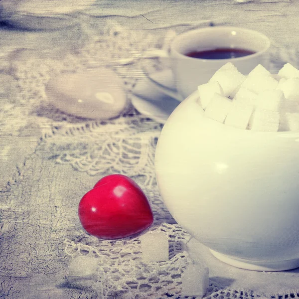 Bowl with white lump sugar — Stock Photo, Image