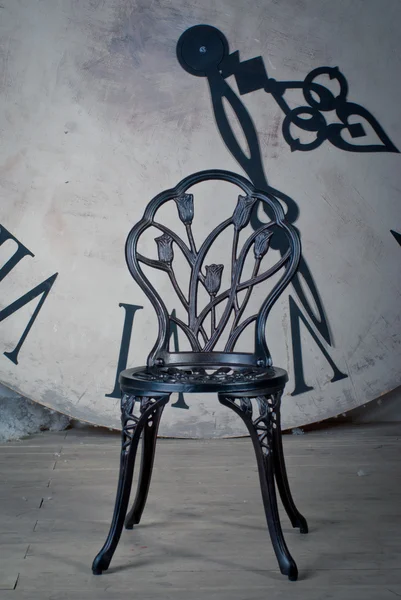 Black steel chair — Stock Photo, Image