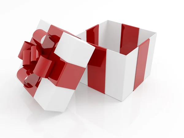 Caja de regalo blanca con cinta de lazo rosa — Stockfoto
