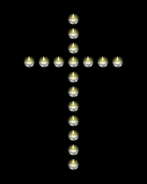 Croix disposée bougies — Image vectorielle