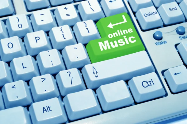 Bilgisayar klavye, online müzik — Stok fotoğraf