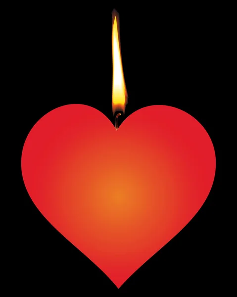 Candle in the form of red hearts — Stock Vector