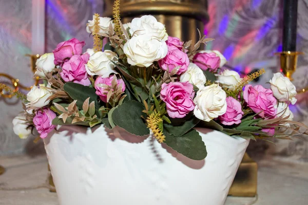 Big Bouquet White Pink Roses — Stock Fotó