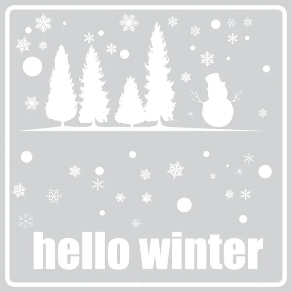 Icona Grigia Con Silhouette Bianche Inverno — Vettoriale Stock