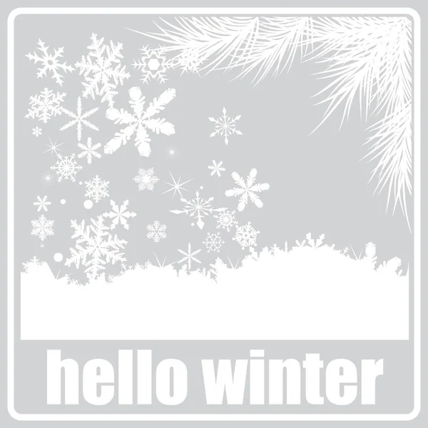 Graue Ikone Mit Weißen Silhouetten Winter — Stockvektor