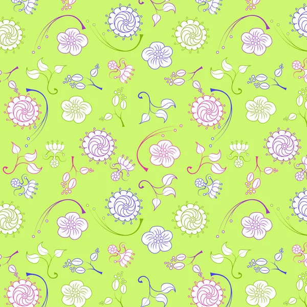 Grüne Muster mit Blumen — Stockvektor
