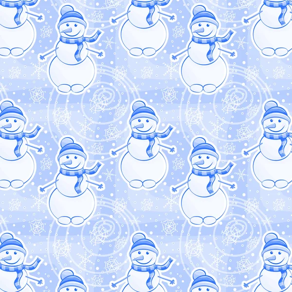 Seamless winter pattern with snowman — Stock Vector