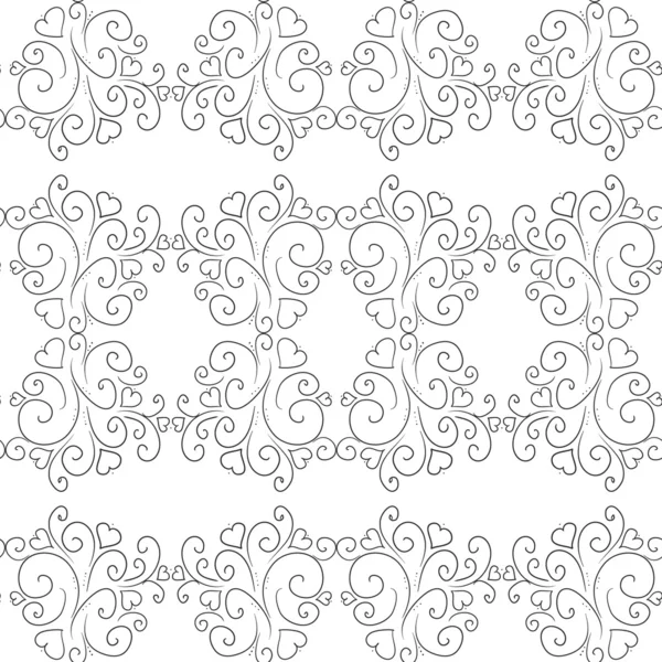 Seamless pattern with hearts and flowers — Stock Vector
