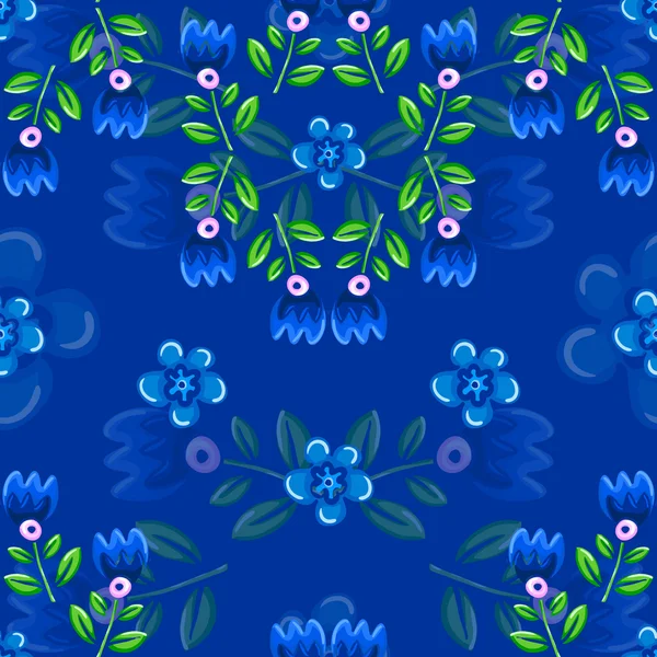 꽃과 잎과 완벽 한 패턴 — 스톡 벡터