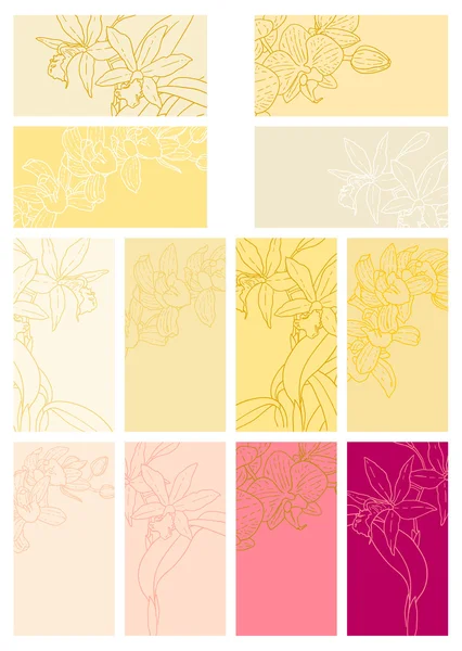 Collection of floral backgrounds with orchids — Stock Vector