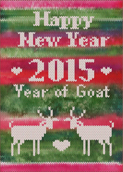 Carte postale vectorielle tricotée Nouvel An avec chèvres — Photo