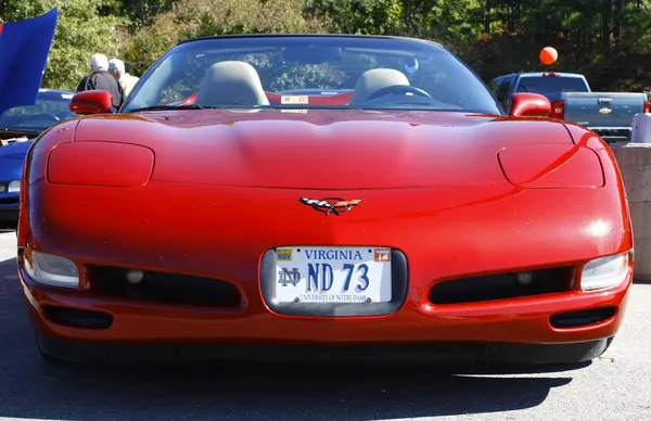 Devant une Corvette rouge — Photo