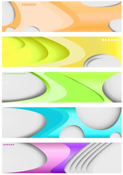 Set of five banners, futuristic headers — Stock Vector