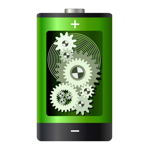 Abstract - battery with gear wheels inside — Stock Vector