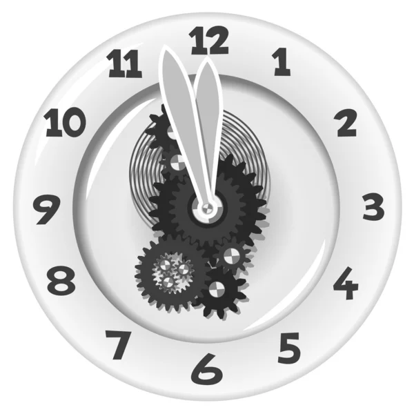 White clock. Five minutes to twelve — Stock Vector