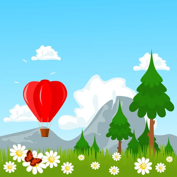 Lucht ballon natuur thema — Stockvector