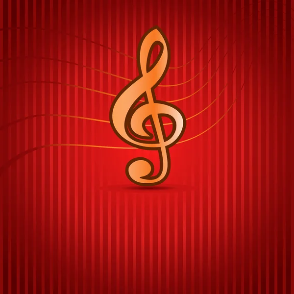 Red Music background with Treble Clef — Stock Vector