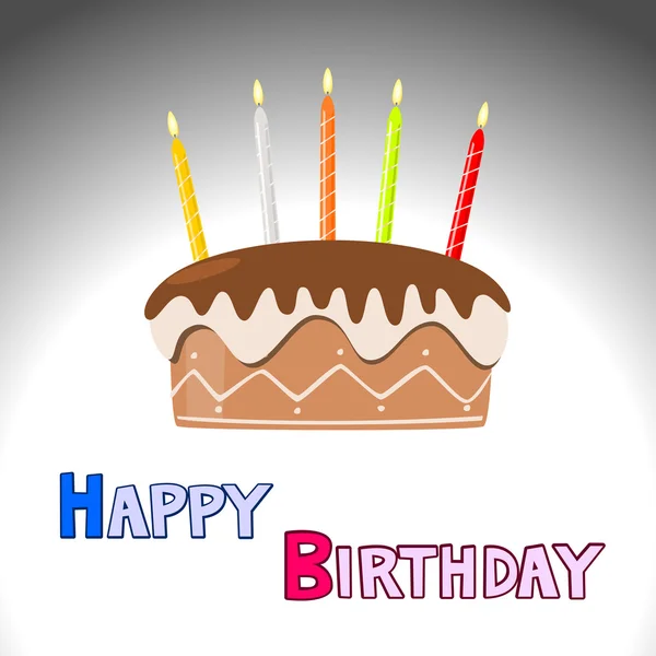 Vector verjaardagstaart met brandende kaarsen — Stockvector