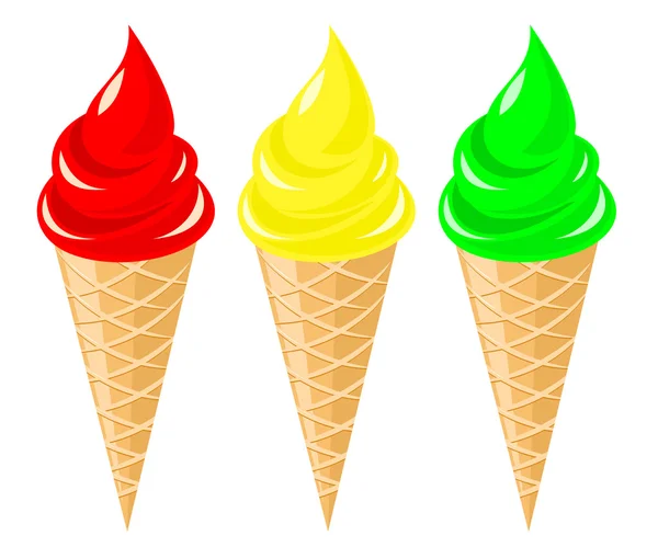 Vector macio servir sorvete no fundo branco — Vetor de Stock