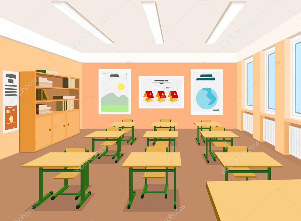 Vector illustration of an empty classroom Stock Vector Image by ©  #19959439