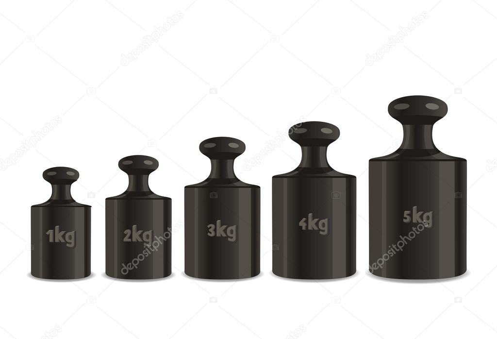 Vector calibration weights on a white background.