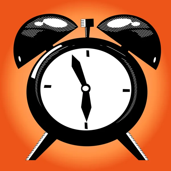 Alarm clock on the orange background — Stock Vector