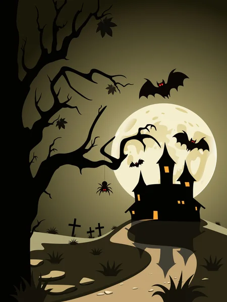 Halloween-Thema von der Burg im Hintergrund — Stockvektor